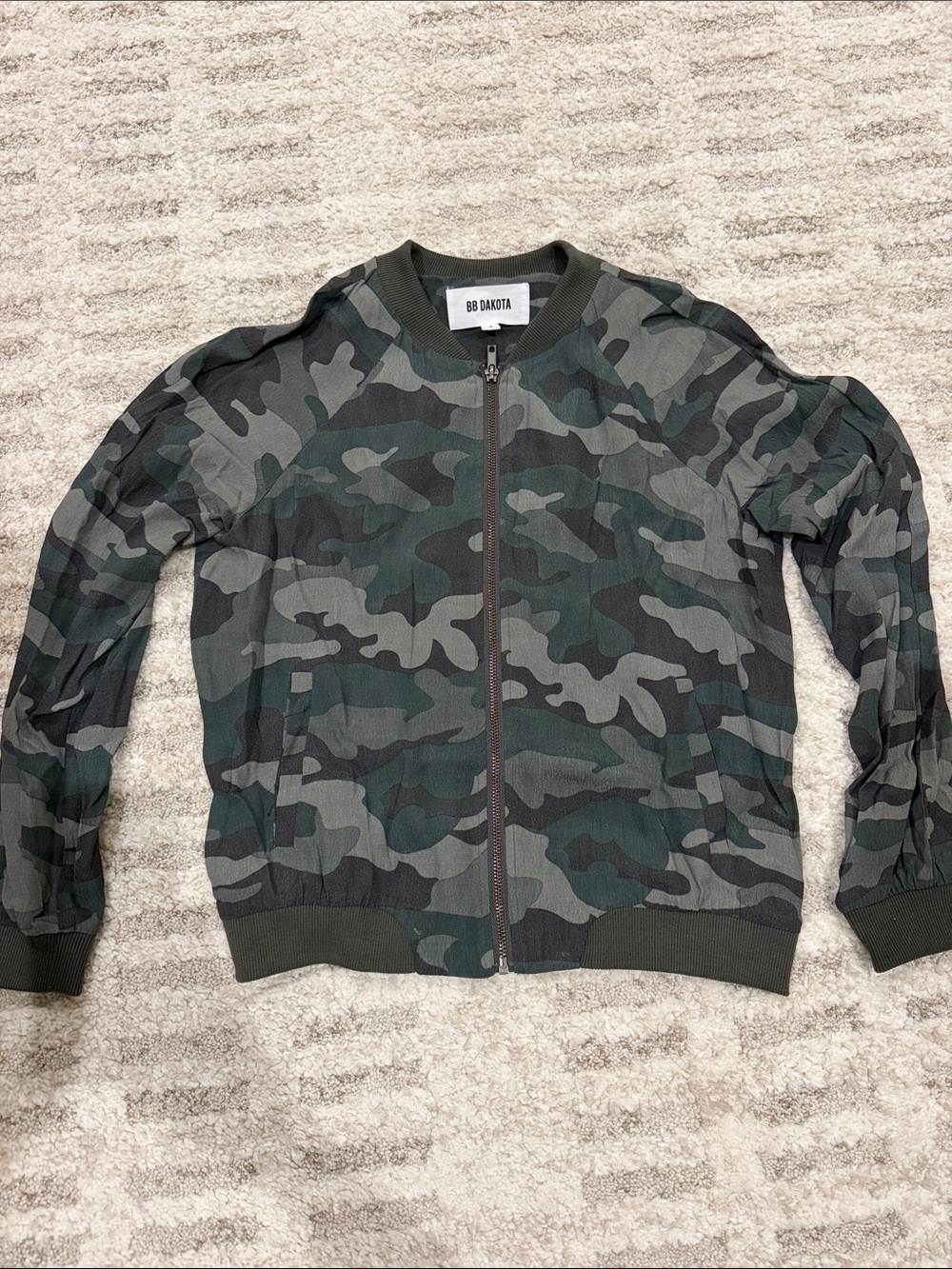 BB Dakota Camouflage Bomber Jacket in Green and Black